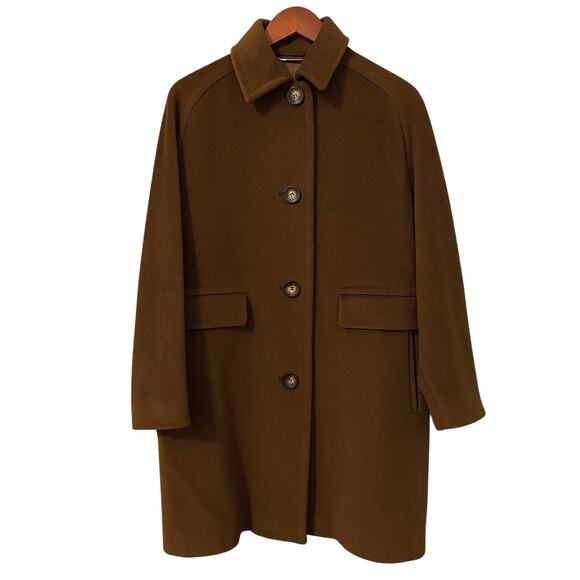 Max Mara Virgin Wool Cashmere Coat US 8 Brown Collared Barn Chore Coat Luxury - Picture 15 of 16